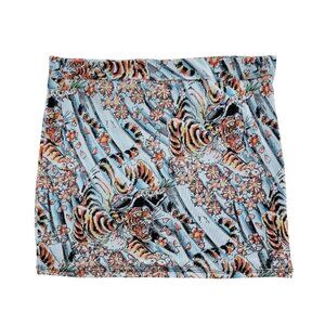 Ed Hardy Tiger & Floral Print Mesh Mini Skirt Women's Size L
